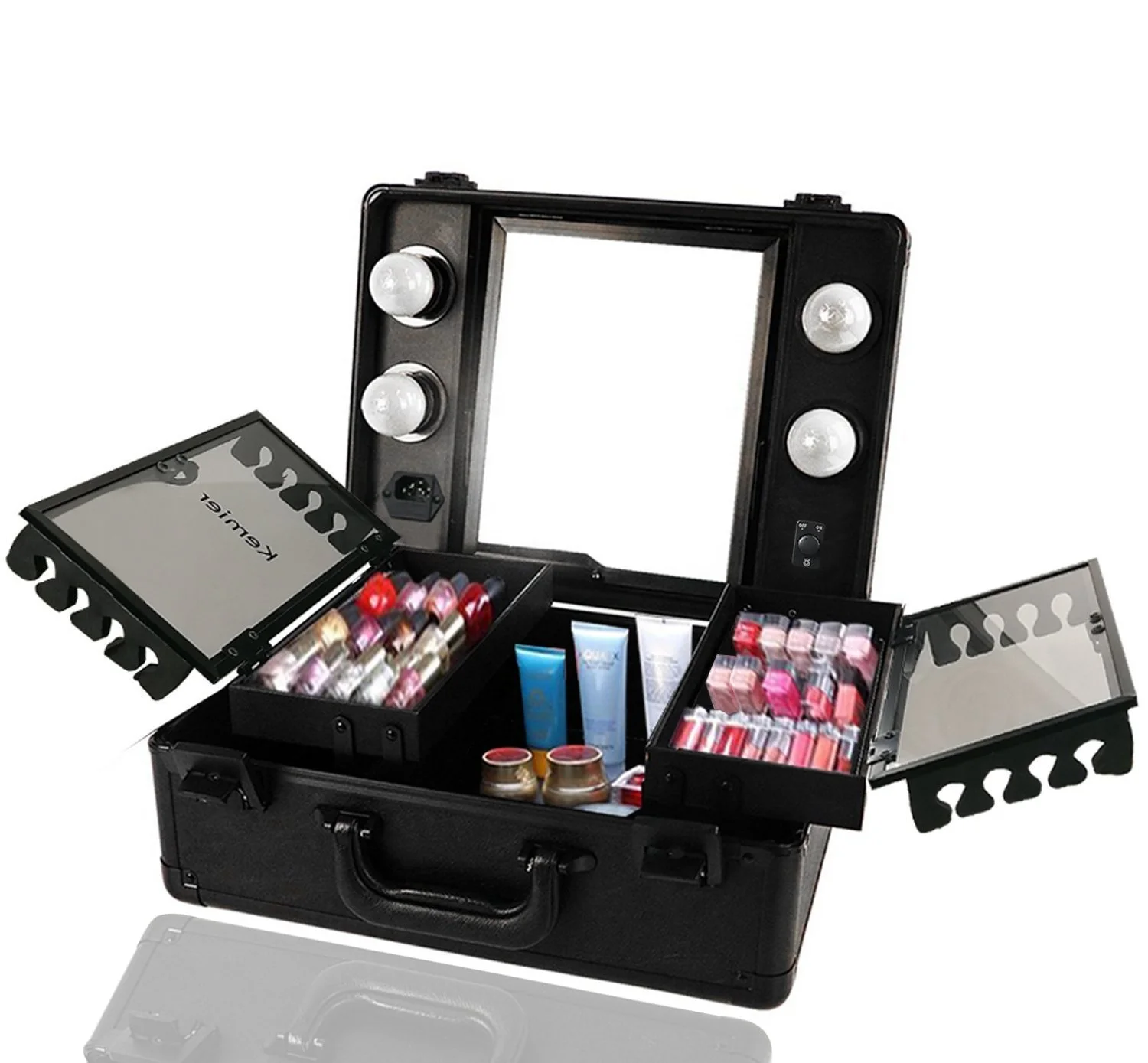 

Cosmetic Case Hd Mirror Luxury Makeup Storage Box Organizer Rechargeable Female Make Up Wi Hollywood Lighted With, Customized color