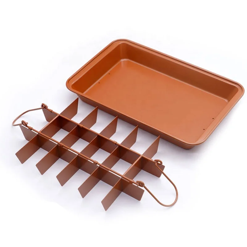 

Professional 18 Cavity Baking Tools Live Bottom Square Lattice Chocolate Cake Brownie Baking Pan, As photo