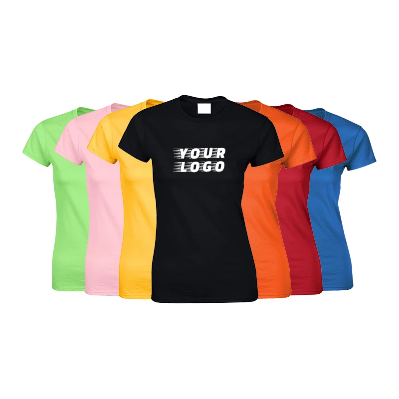 Custom Woven 100% Cotton/ Polyester T-Shirt with Printed Logo Unisex Short Sleeve Soft for Women