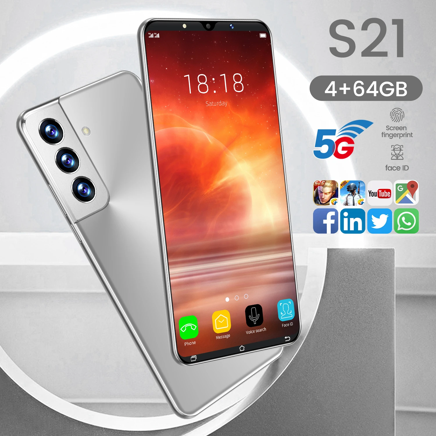 

Global version S21mobile phones 4GB+642GB 5.3inch smartphones Dual SIM telephone 4950mAh cellphones 13+21MP Phones