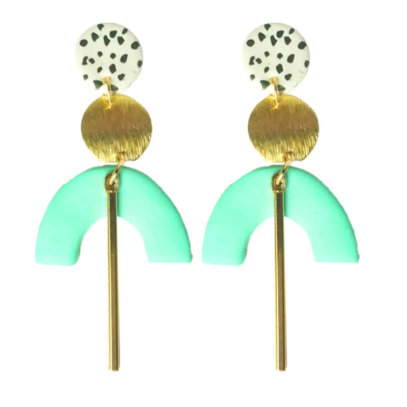 

Fashionable Faux Layered Lightweight Gold Plated Bar Cute Candy Color Polymer Clay Earrings for Grils, Picture