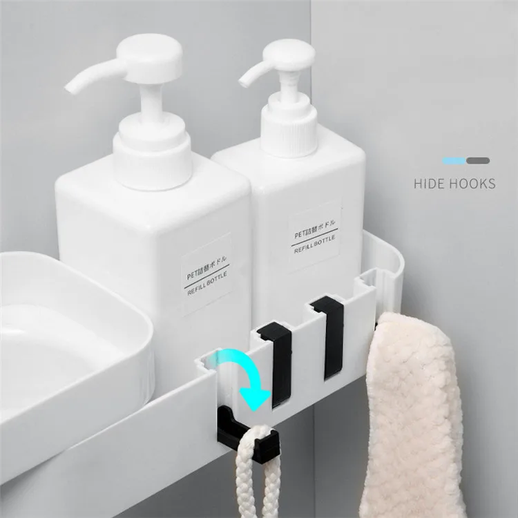 

Wall-mounted Shelf Holder Home Multi-use Plastic Storage Rack Household Supporter Commodity Shelf for Bathroom