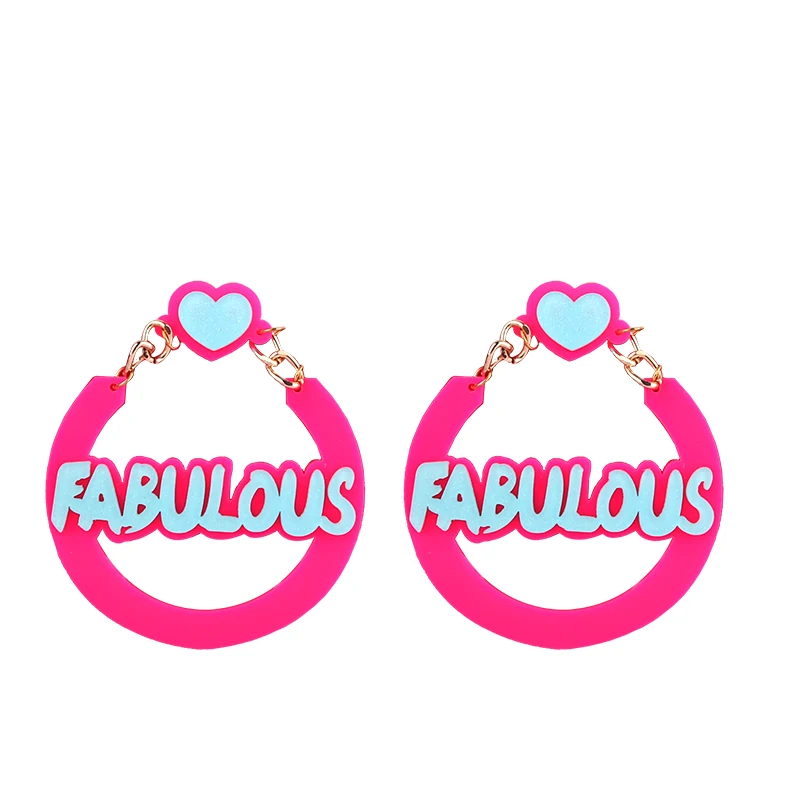 

MSYO Funny Geometric Heart Letter Earrings Acrylic Earrings