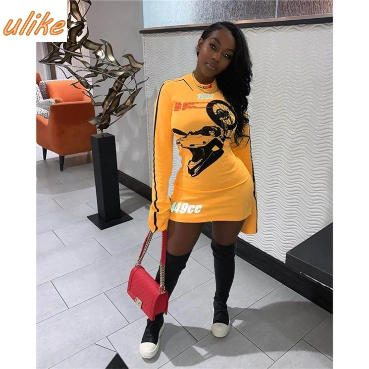 

Best Design Long Sleeve Printed Cute Short Casual Wear Ladies Dresses Women Clothing Woman Casual Dress