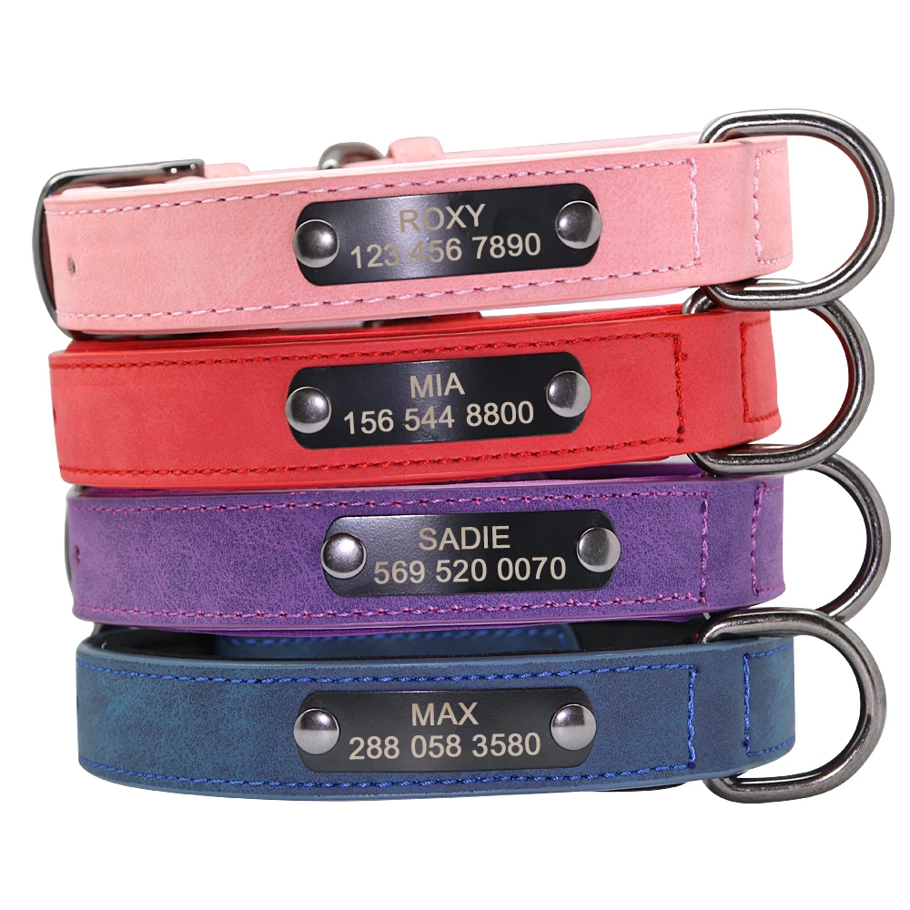

Custom Leather Dog Collar Personalized Small Dogs Collar Engraved Cat Pet Small Medium Large Dogs Collars for Pitbull Chihuahua
