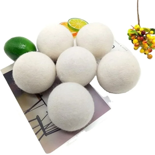 

Wholesale 6 Pack Eco Friendly Laundry Wool Dryer Balls with Cotton Bag, Custom color