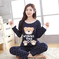 

Women's Cartoon Print Long Sleeves Autumn Winter Sweet Loose Sleepwear Pajama Sets