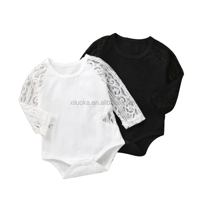 

2021 New Sale High Quality Baby Romper Lace Long Sleeves Clothing White And Black Clothing, Picture