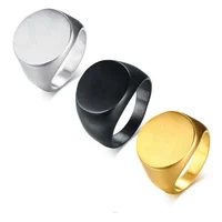 

Custom black Stainless steel Women mens Blank Sterling Silver 925 Gold Signet Rings