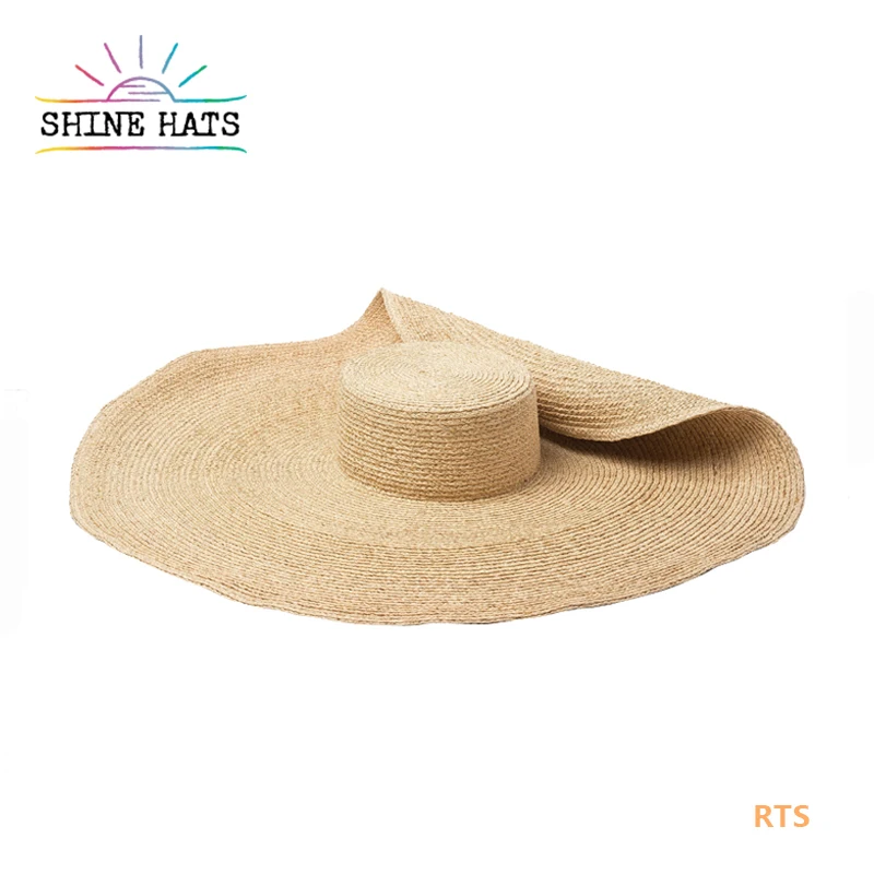 

Elegant Custom 25cm Extra Wide Brim Oversize Raffia Straw Hats Summer Beach for Women Ladies Sombreros 2022 Wholesale Luxury 1pc