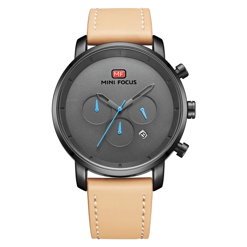 

Simple Watch Fashion Genuine Leather Wristwatch Concise OEM Custom Logo Minimalist Watches Chronograph, Black, blue, coffe, brown, khaki