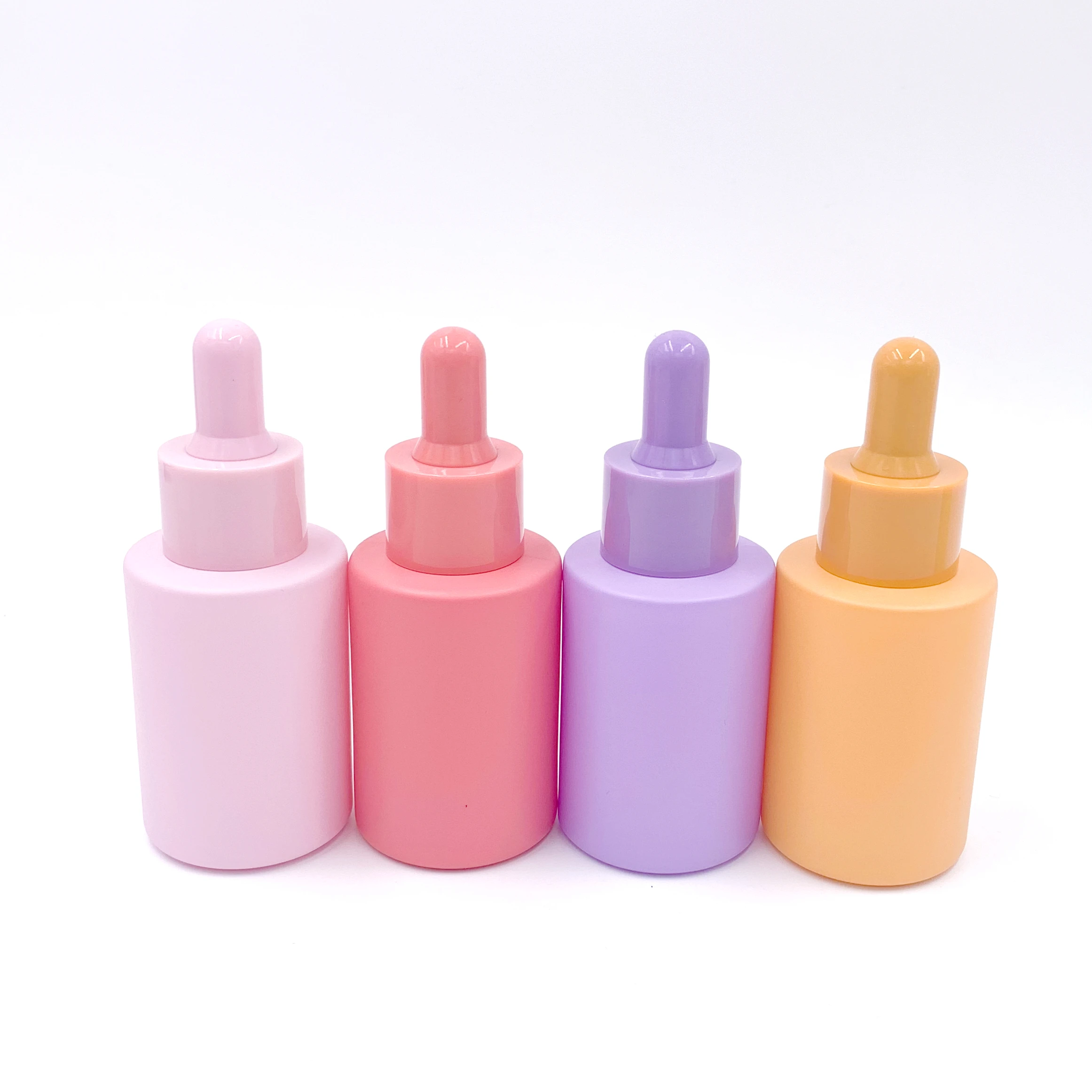 

Beautiful 1oz colorful frosted pink yellow green flat shoulder glass serum dropper bottles 20ml 30ml 40ml 50ml 60ml 80ml 100ml