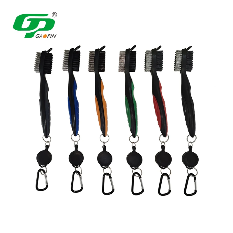 

Hot Sales OEM Golf Club Cleaning Brush Tool Golf Accessories Double Side Golf Club Brush Cleaner, Black,red, green , blue, etc