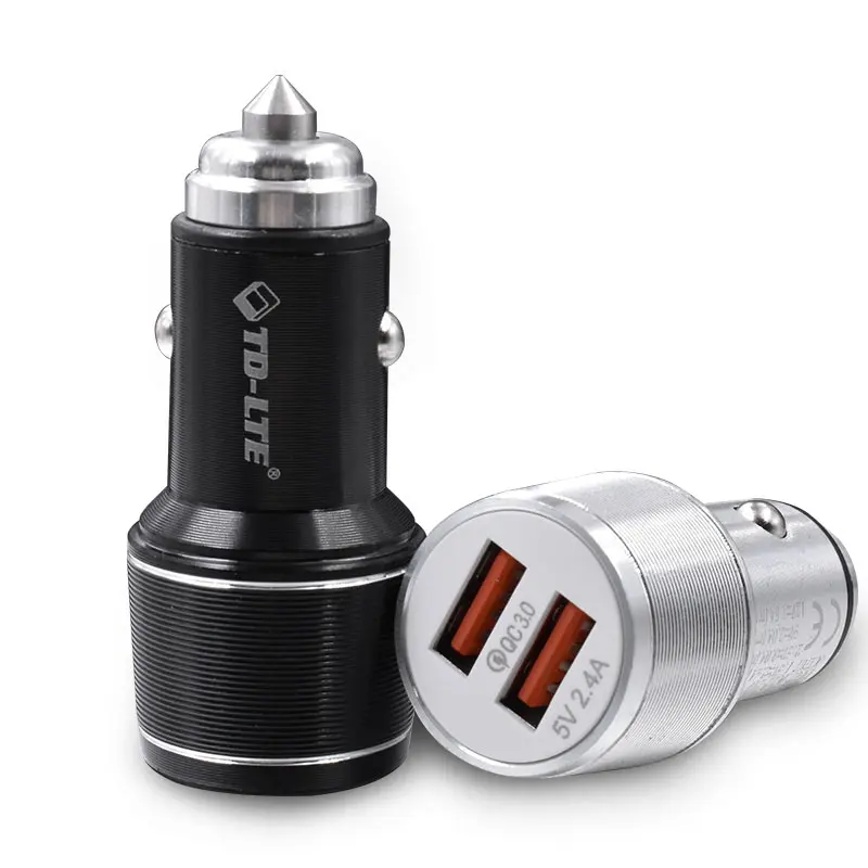

5.4A 30W qc 3.0 dual 2 ports usb fast charging Travel USB Car Charger Cargador de coche for all smart phone, White/ black