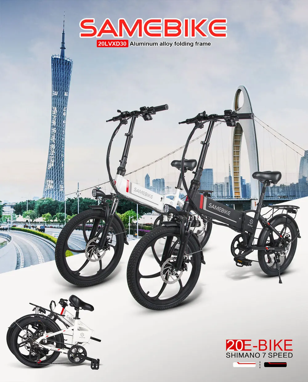 EU Warehouse E Bike Electric Bike Motor 20 Inch 350w 10ah For Adult Aluminium Frame 48V Lithium Battery Fat Tire Outdoor Bike
