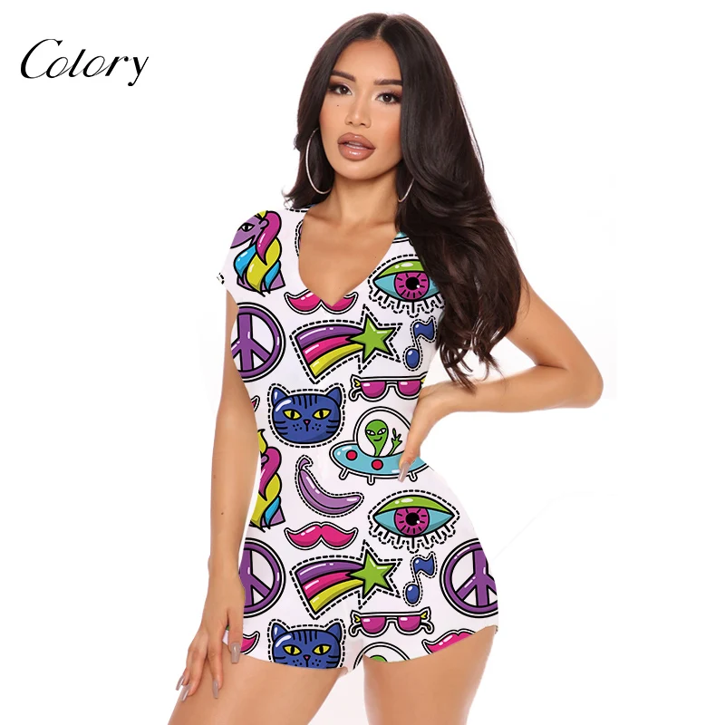 

Colory Sexy Pajamas Sleepwear Bodysuits Woman Bodysuit, Picture shows