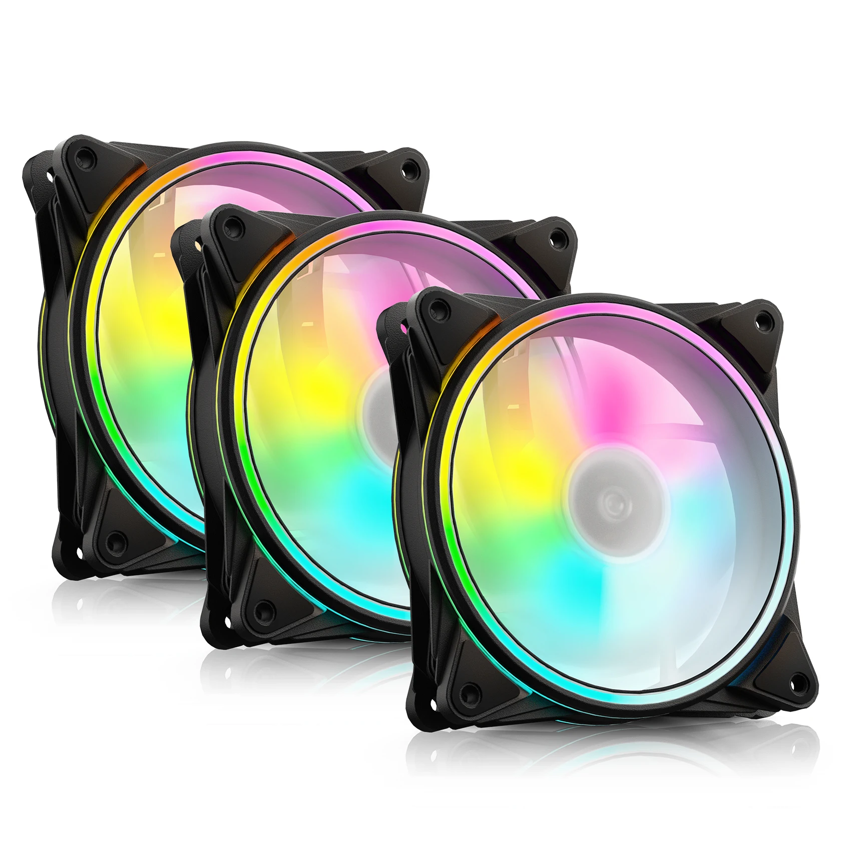 

ASIAHORSE PWM CPU Cooler 120mm DIY Computer Case Water Cooling RGB Fan Kit for PC