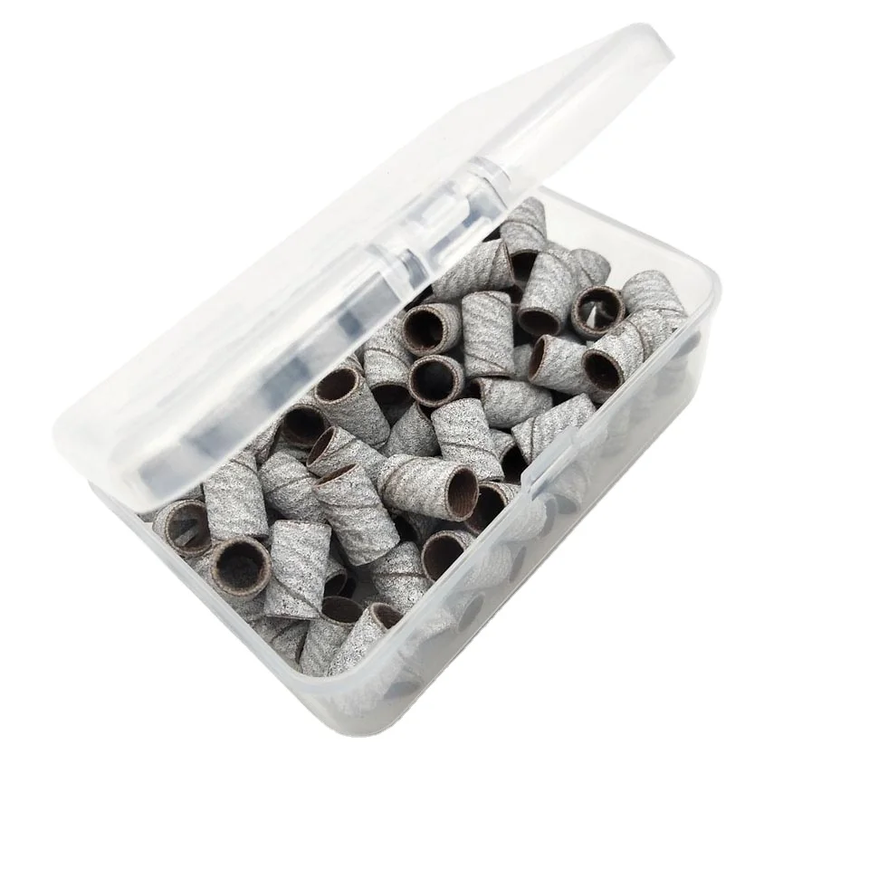 

HYTOOS 100Pcs/Box White Zebra Sanding Bands Manicure Pedicure Tools Care Polishing Nails Drill Without Mandrel #80 #150 #240
