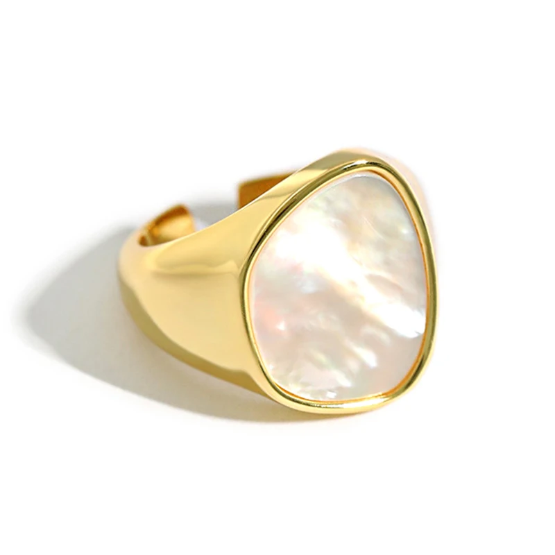 

H-R863 Mother Of Chunky Oval Sea Paua Tortoise Sterling Silver 925 Real Cowrie Shell Stone Ring For Gold Plated Jewelry