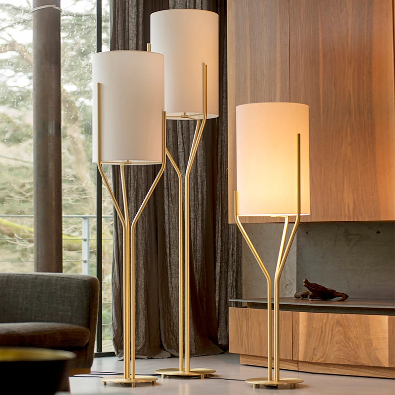 selling design golden lamp structure with round white lampshade