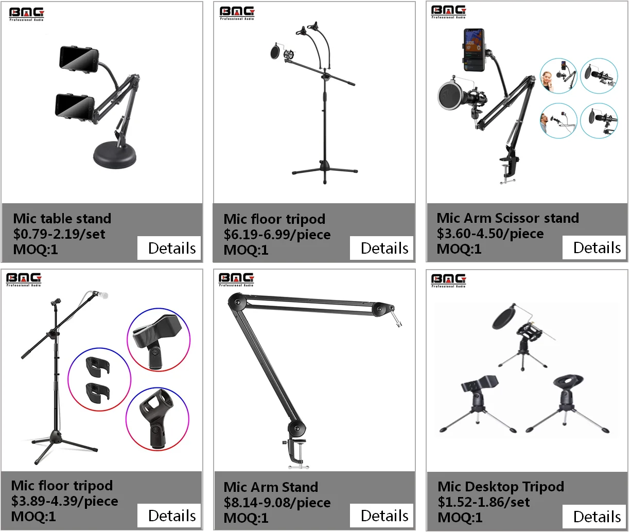 Full Kit Microphone Stand Adjustable Desktop Tripod For Condenser Mic