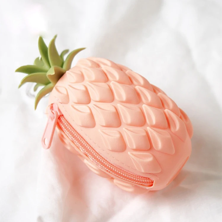 

2021 Hot style Pineapple Silicone Coin Purse Mini Change Earphone Storage Wallet Pouch Bag, Customized