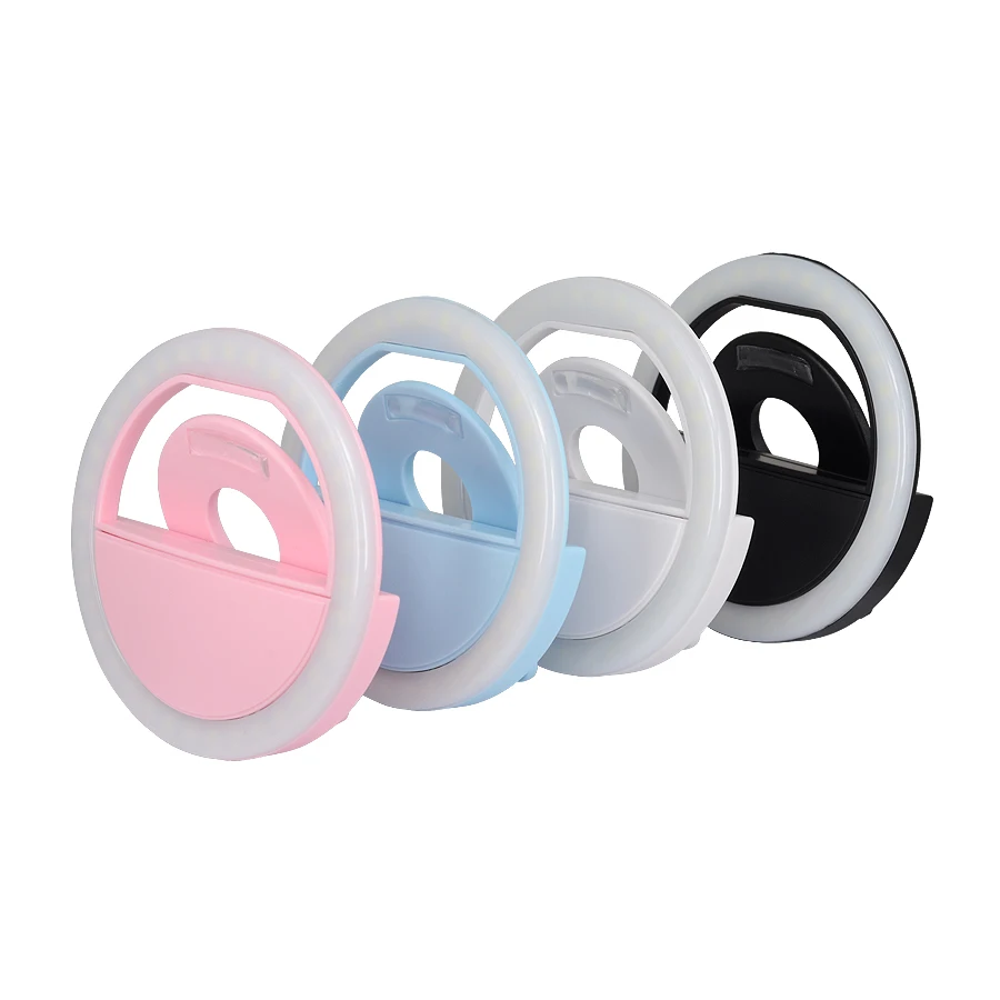 

Portable Rechargeable Mini Ring Fill Light Selfie Led Light Ring Selfie, Pink/blue/white/black
