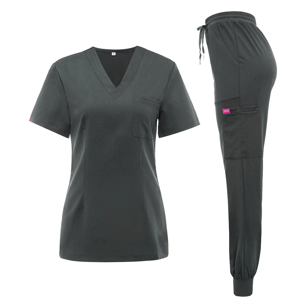 

small MOQ new style wholesale medical scrubs suit nurse uniforms scrubs sets, Pink