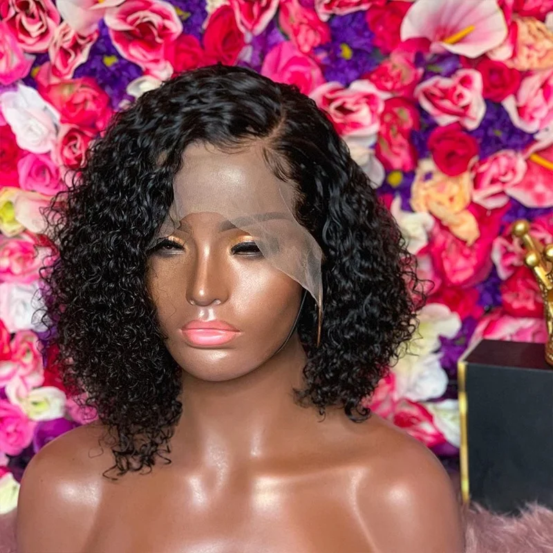 

New Arrival Woman Short Hair Wigs 10inch Curly Human Hair Wigs For Black Women Lace Front Wig With Preplucked