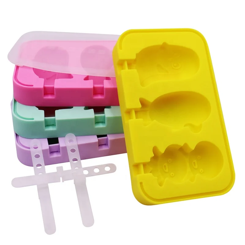 

2020 New Design Silicone Ice Pop Molds BPA Free Popsicle Mold Reusable Easy Release Ice Pop Maker, Yellow,green,pink,purple