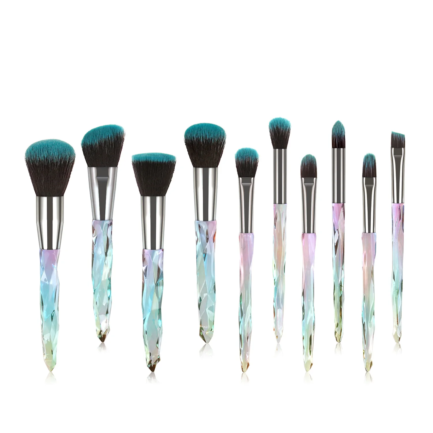

10 Piece Wholesale Cleaning Makeup Brushes Rhinestone Makeup Brushes Blue