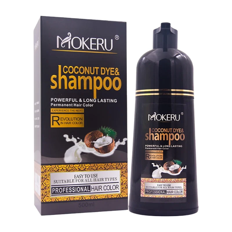 

Private Label Dropshipping Wholesale Mokeru Coconut Oil Black Hair Dye Shampoo Hair Black Color Shampoo For Gray White Hair