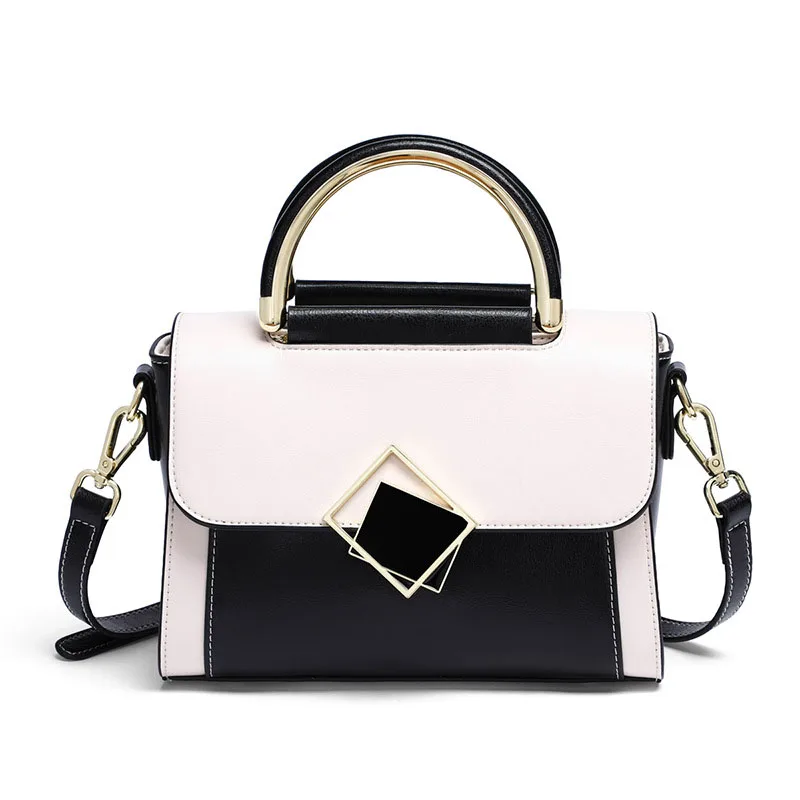 

Bold Black And White Contrast Color Leather Handbags Fashionable High-end Ladies Shoulder Bags Casual All-match Messenger Bags