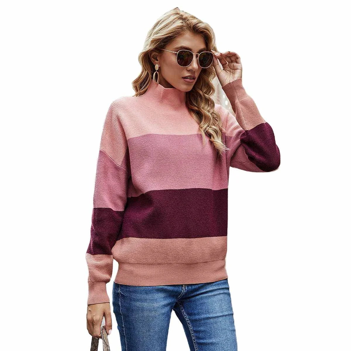 

Striped Sweaters Women Oversized Plus Size Pullover Sweaters Striped