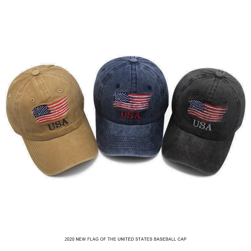 

American Flag Crinkle Nylon Baseball Hat Men's And Women's Personalized Fashion Popular Casquette, Army green,khaki,black,gray,navy blue