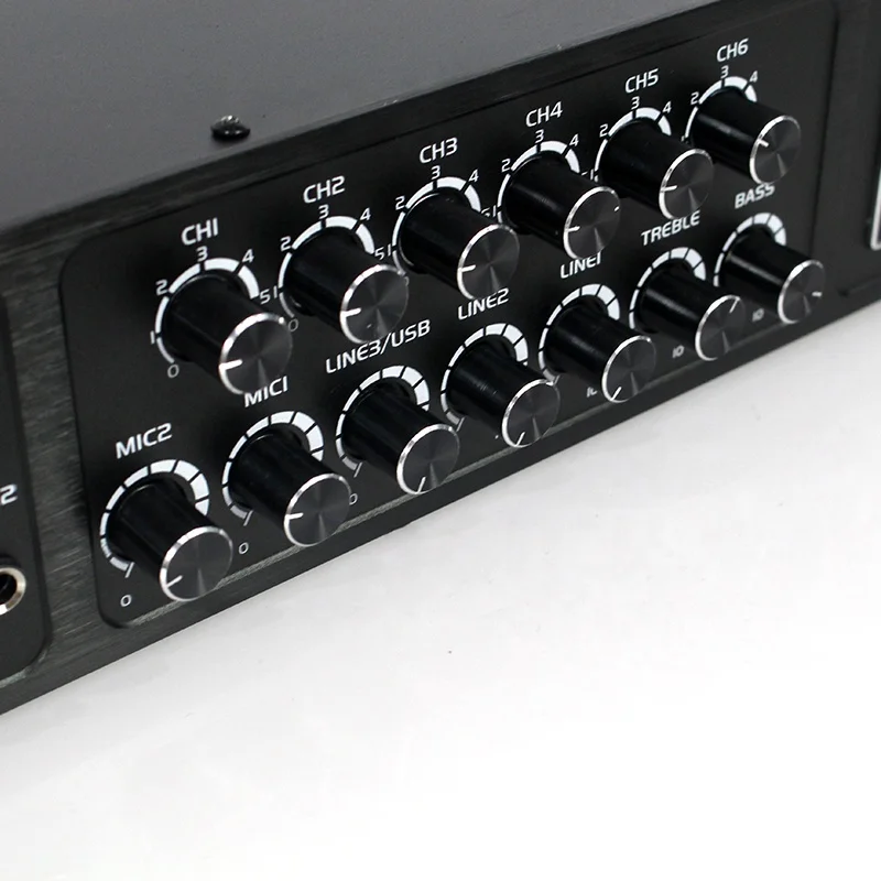 

High Power 6 Channel Independent Control Professional Power Amplifiers, Black and sliver