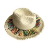 Straw fresh female summer beach visor parent-child tassel hat