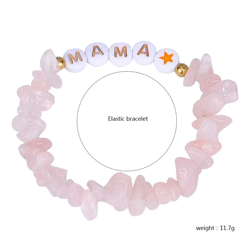 

Customized Initial Letter Bracelet Elastic Rope Irregular Onyx Amethyst Natural Crystal Stone Bracelet For Friendship Jewelry