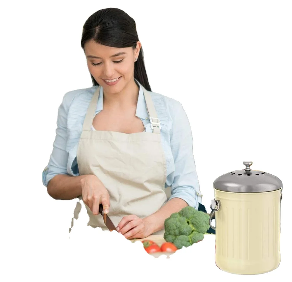 
1.32 Gallon Compost Bin for Kitchen Countertop Stainless Steel Bucket Container Rust Free Kitchen FOOD trash can 