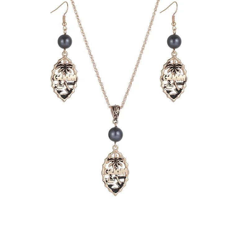 

High Quallity Fashion Jewelry 2021 Customised Necklaces Jewelry Hawaii Earring Necklace, Golden
