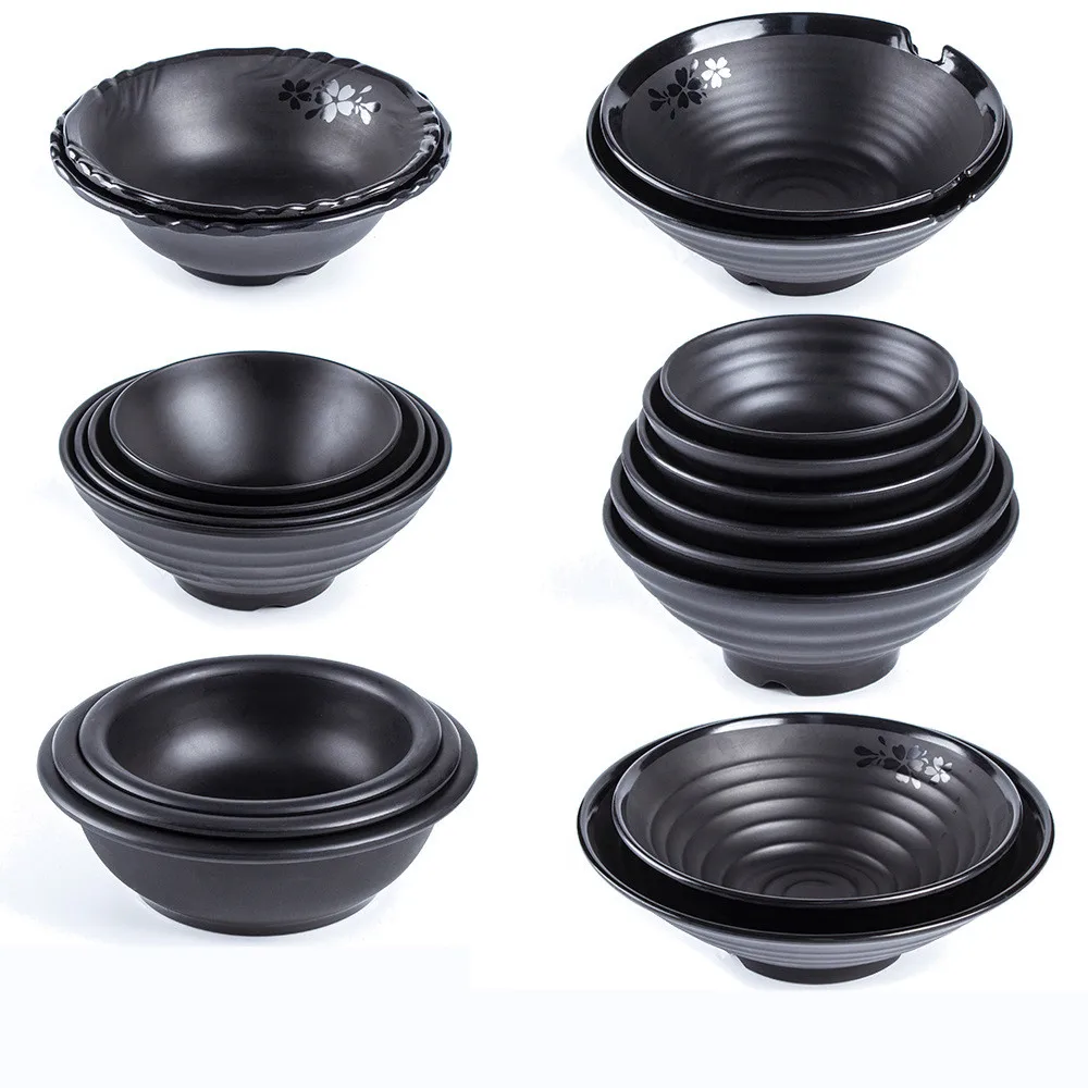 

Melamine tableware restaurant anti falling big bowl black frosted plastic soup bowl noodle restaurant special bowl