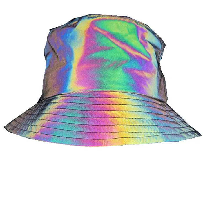 

Customized colorful rainbow reflective luminous fisherman's hat night light safe fisherman's cap outdoor hiking hat