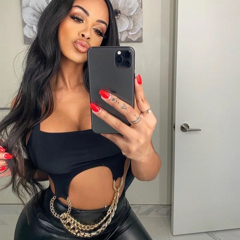 

Good Feedback Items Sexy Woman's 2022 Summer Crop Tops Fashion Gold Chain Vest, White, black