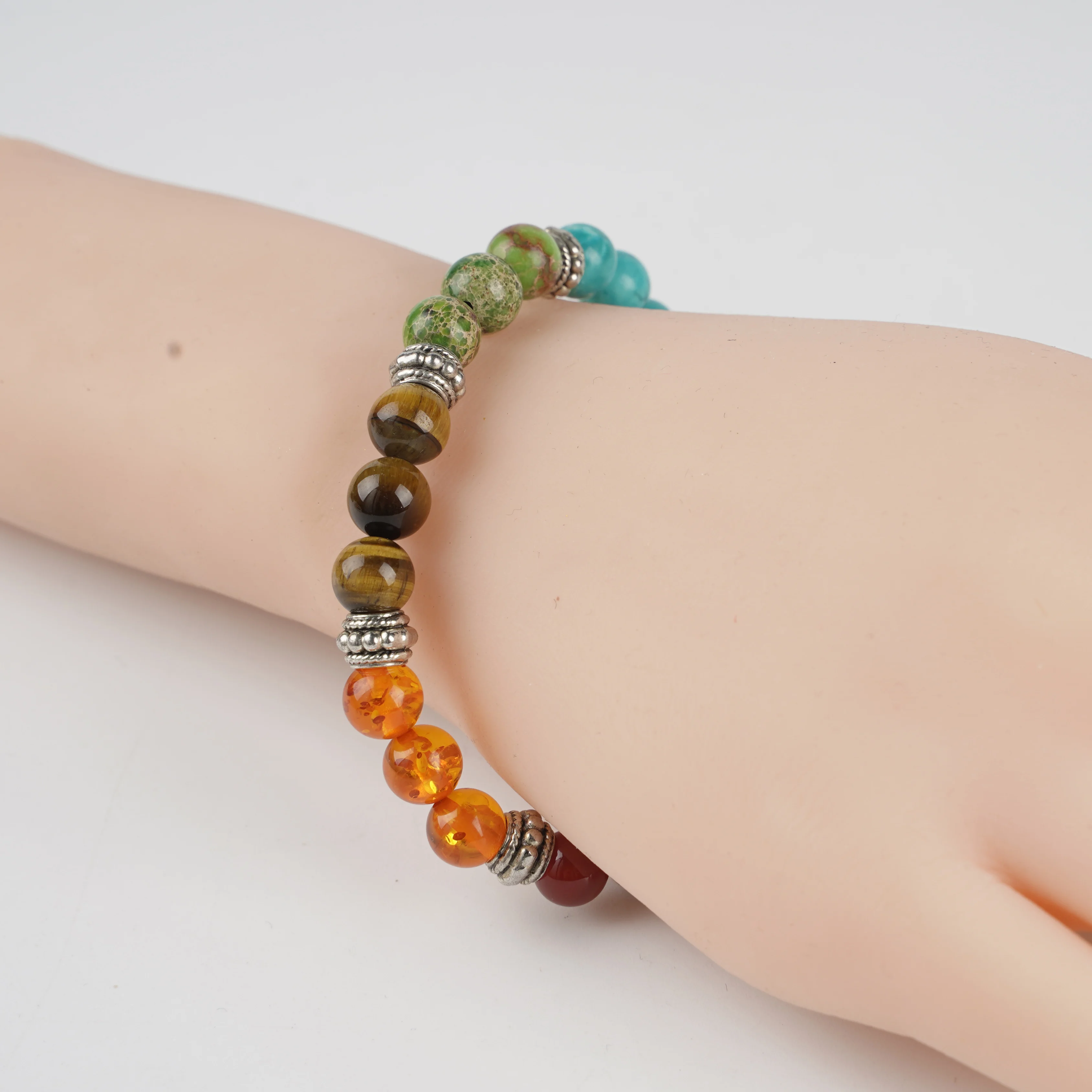 

wholesale hot selling product 8mm natural stone bead bracelet 7 chakra bracelet, As picture
