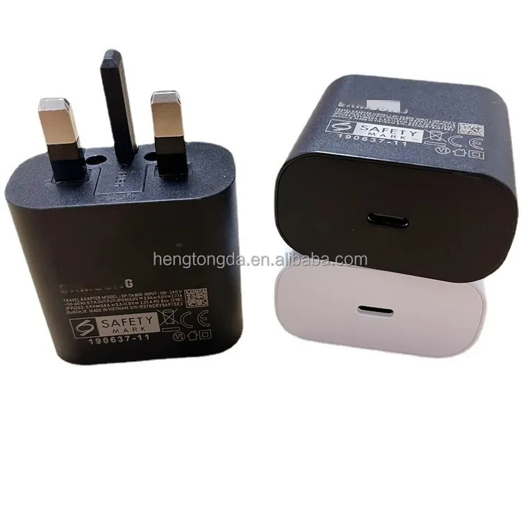 

For UK 25W Original Fast Charging 5G Charger UK 3 Plug EP-TA800 PD Adapter For Samsung galaxy Note10 S20 Fast type c Charger, Black white
