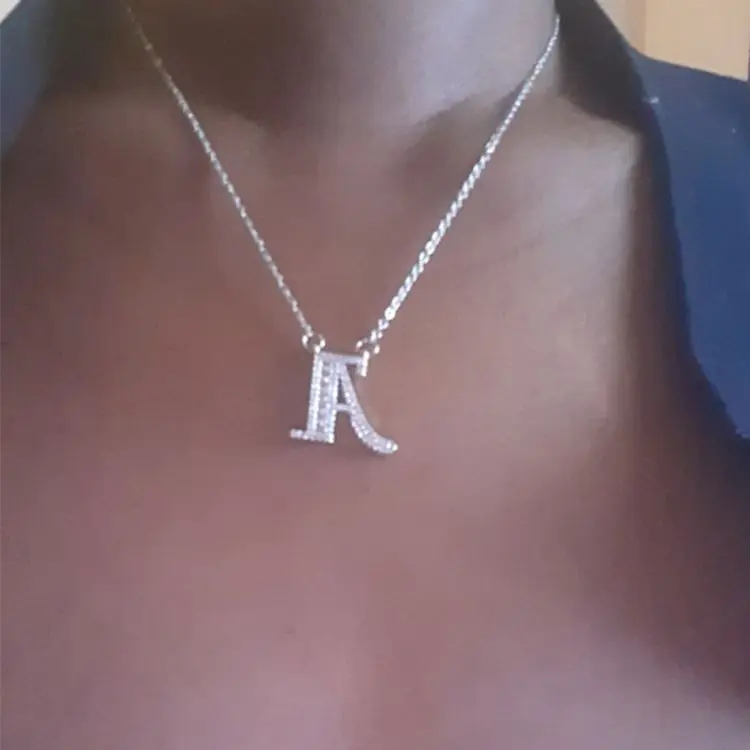 

Wholesale Zircon Hip Hop Necklace Gold 26 Alphabet Necklace for Women, Silver