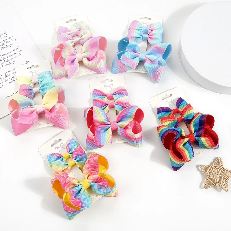 

MIO 3pcs/set 4 Inch Colorful Bows Hairgrips Hair Accessories For Girls Sweet Hair Bows Clip Hair Pin For Kids Cute