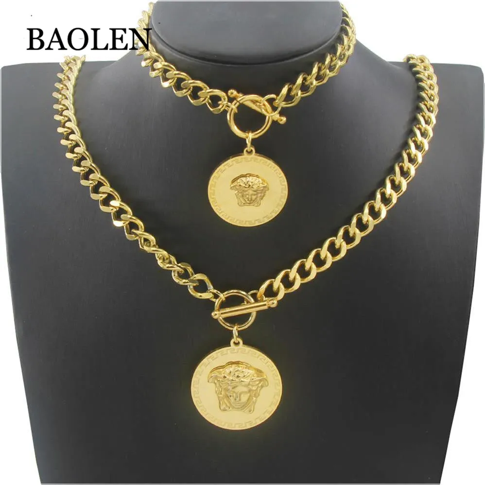 

Mens Chain Gold Tone Double Curb Cuban Link Rombo Boys 316L Stainless Steel Key big Necklace Bracelet Jewelry Set