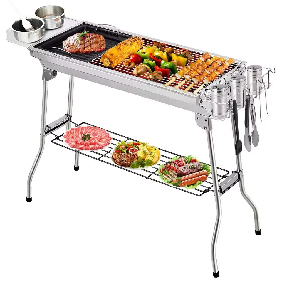 

Portable Assemble Outdoor Picnic Garden Party Cooking Foldable Barbecue Bbq Charcoal Grill
