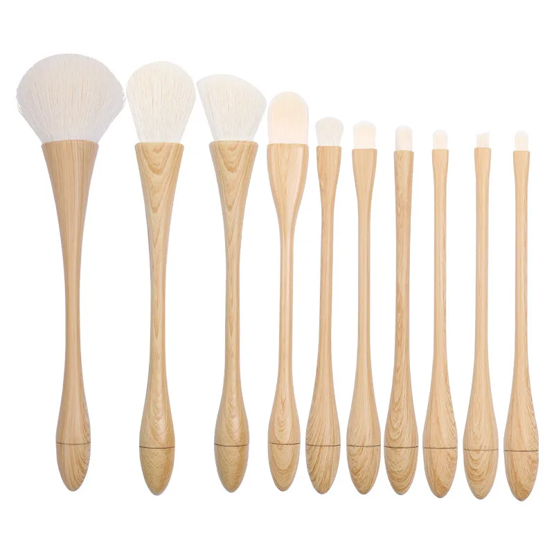 

HZM 10Pcs custom logo Small Waist Series Makeup brush set 2021 best selling blush eyebrow lip powder facial Makeup brush set, Blue, pink, gold, gray, red
